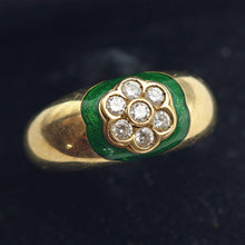 Mellerio estate ring 18k gold diamonds enamel Paris signed fine jewelry (7635)