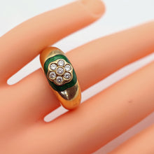 Mellerio estate ring 18k gold diamonds enamel Paris signed fine jewelry (7635)