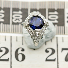 Art Deco ring platinum diamonds 2.82ct blue sapphire no heat AGL cert (7636)