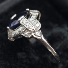 Art Deco ring platinum diamonds 2.82ct blue sapphire no heat AGL cert (7636)