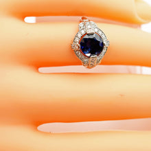 Art Deco ring platinum diamonds 2.82ct blue sapphire no heat AGL cert (7636)