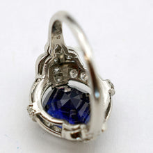 Art Deco ring platinum diamonds 2.82ct blue sapphire no heat AGL cert (7636)