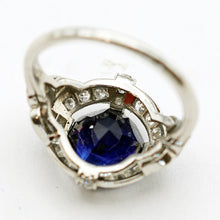 Art Deco ring platinum diamonds 2.82ct blue sapphire no heat AGL cert (7636)