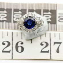 Art Deco ring platinum diamonds 2.82ct blue sapphire no heat AGL cert (7636)