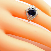 Art Deco ring platinum diamonds 2.82ct blue sapphire no heat AGL cert (7636)