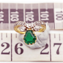 Antique emerald diamonds ring 18k gold French Duchesse ring GIA cert fine (7637)