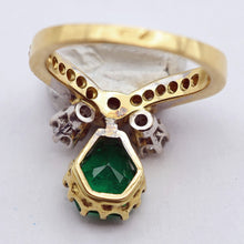 Antique emerald diamonds ring 18k gold French Duchesse ring GIA cert fine (7637)