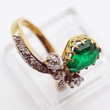 Antique emerald diamonds ring 18k gold French Duchesse ring GIA cert fine (7637)