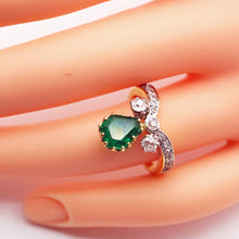 Antique emerald diamonds ring 18k gold French Duchesse ring GIA cert fine (7637)