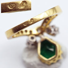 Antique emerald diamonds ring 18k gold French Duchesse ring GIA cert fine (7637)