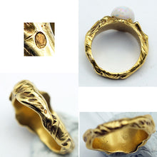 Antique Art Nouveau ring 18k gold opal figural 2 naiads or mermaids Unisex (7640)