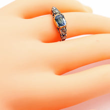 Antique Georgian ring diamonds blue sapphire gold silver 18th century (7641)