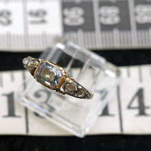 Antique Georgian ring diamonds blue sapphire gold silver 18th century (7641)