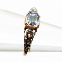 Antique Georgian ring diamonds blue sapphire gold silver 18th century (7641)