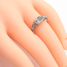 Antique Georgian ring diamonds blue sapphire gold silver 18th century (7641)