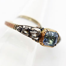 Antique Georgian ring diamonds blue sapphire gold silver 18th century (7641)