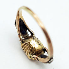 Antique Georgian ring diamonds blue sapphire gold silver 18th century (7641)