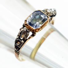 Antique Georgian ring diamonds blue sapphire gold silver 18th century (7641)