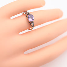 Antique Georgian ring diamonds amethyst 15k gold silver 18th century  (7642)