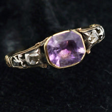 Antique Georgian ring diamonds amethyst 15k gold silver 18th century  (7642)