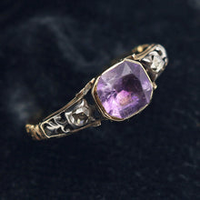 Antique Georgian ring diamonds amethyst 15k gold silver 18th century  (7642)