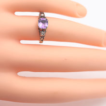 Antique Georgian ring diamonds amethyst 15k gold silver 18th century  (7642)