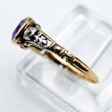 Antique Georgian ring diamonds amethyst 15k gold silver 18th century  (7642)
