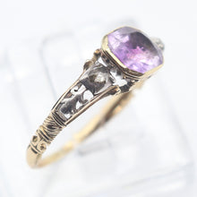 Antique Georgian ring diamonds amethyst 15k gold silver 18th century  (7642)