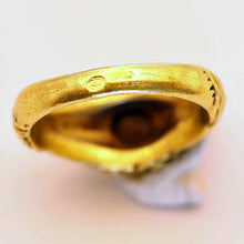 Antique Art Nouveau ring 18k gold tourmaline faces flowers figural French (7648)