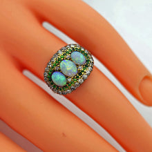 Antique Victorian Edwardian ring 14k gold opals demantoid garnets diamonds