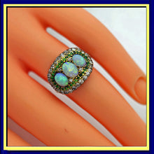 Antique Victorian Edwardian ring 14k gold opals demantoid garnets diamonds
