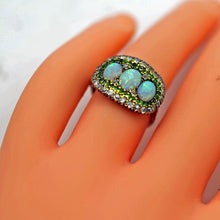 Antique Victorian Edwardian ring 14k gold opals demantoid garnets diamonds (7654)