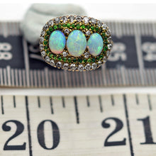 Antique Victorian Edwardian ring 14k gold opals demantoid garnets diamonds (7654)