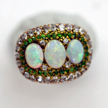 Antique Victorian Edwardian ring 14k gold opals demantoid garnets diamonds (7654)