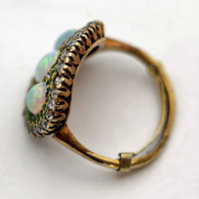 Antique Victorian Edwardian ring 14k gold opals demantoid garnets diamonds (7654)