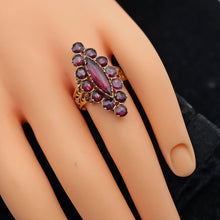 Antique ring Perpignan garnets 18k gold French Victorian Napoleon III (7661)