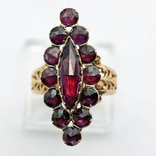 Antique ring Perpignan garnets 18k gold French Victorian Napoleon III