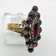 Antique ring Perpignan garnets 18k gold French Victorian Napoleon III (7661)