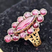Antique ring Perpignan garnets 18k gold French Victorian Napoleon III (7661)