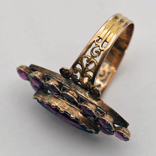 Antique ring Perpignan garnets 18k gold French Victorian Napoleon III (7661)