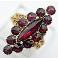 Antique ring Perpignan garnets 18k gold French Victorian Napoleon III (7661)