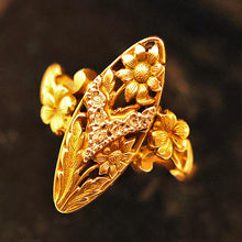 Antique French Art Nouveau ring 18k gold diamonds flowers circa 1895 - 1905(7663)