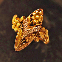 Antique French Art Nouveau ring 18k gold diamonds flowers circa 1895 - 1905(7663)