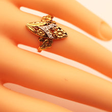 Antique French Art Nouveau ring 18k gold diamonds flowers 