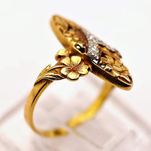 Antique French Art Nouveau ring 18k gold diamonds flowers circa 1895 - 1905(7663)