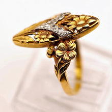 Antique French Art Nouveau ring 18k gold diamonds flowers circa 1895 - 1905(7663)