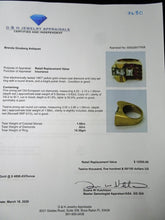 Vintage Retro Tank ring 18k gold diamonds rubies French geometric strong (7680)