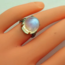 Antique 11.45ct moonstone ring Gold blue flashing Arts & Crafts Art - Deco 