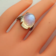 Antique 11.45ct moonstone ring Gold blue flashing Arts & Crafts Art - Deco (7686)