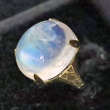 Antique 11.45ct moonstone ring Gold blue flashing Arts & Crafts Art - Deco (7686)